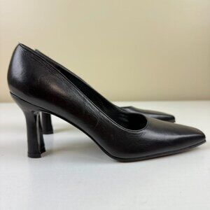 New Stuart Weitzman Black Leather Heel Pumps